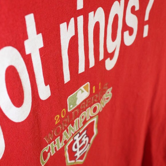 STL "Got Rings?" 2011 WS champs Large Red Tee - Picture 2 of 5